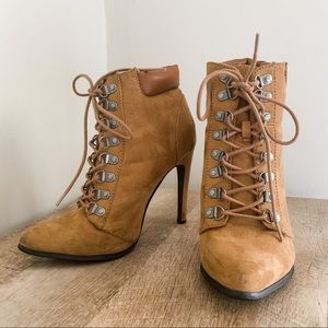 Lace up Heeled boots, Fall tan by Forever 21